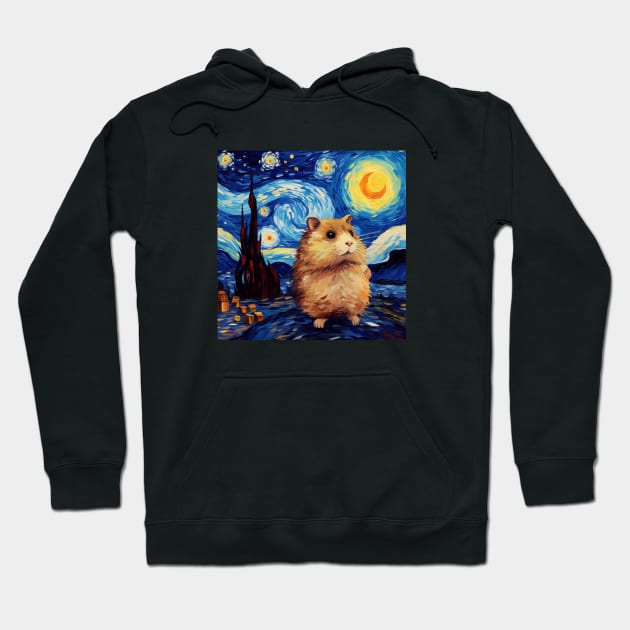 Scared Hamster, van gogh style, starry night, Post-impressionism Hoodie by Pattyld